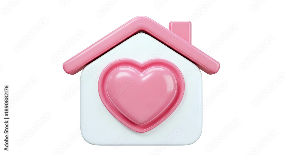Fototapeta premium Pink Heart House Icon
