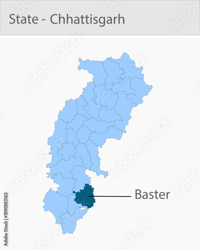 Baster-Chhattisgarh_Map_Chhattisgarh detailed map illustration graphic for educational reference, geographic visualization, design layouts, presentati
