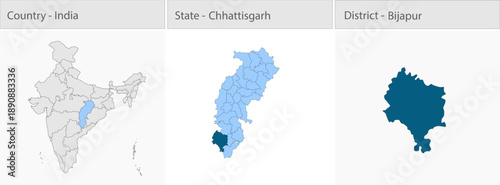 Bijapur_city_Map_Chhattisgarh detailed map illustration graphic for educational reference, geographic visualization, design layouts, presentations, di