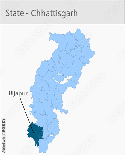 Bijapur-Chhattisgarh_Map_Chhattisgarh detailed map illustration graphic for educational reference, geographic visualization, design layouts, presentat