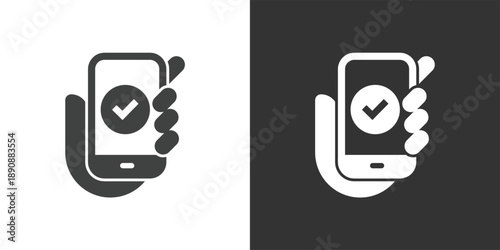 Mobile Verification icon. Solid glyph series icon