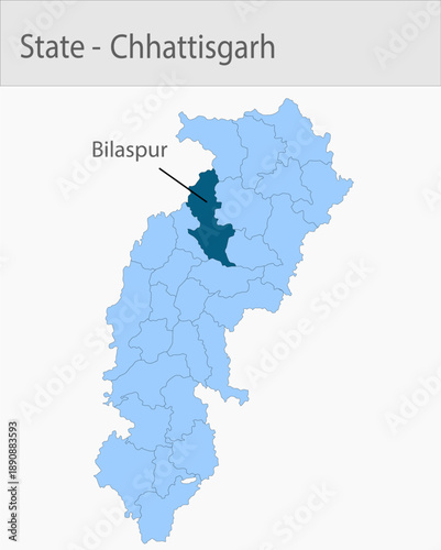 Bilaspur-Chhattisgarh_Map_Chhattisgarh detailed map illustration graphic for educational reference, geographic visualization, design layouts, presenta