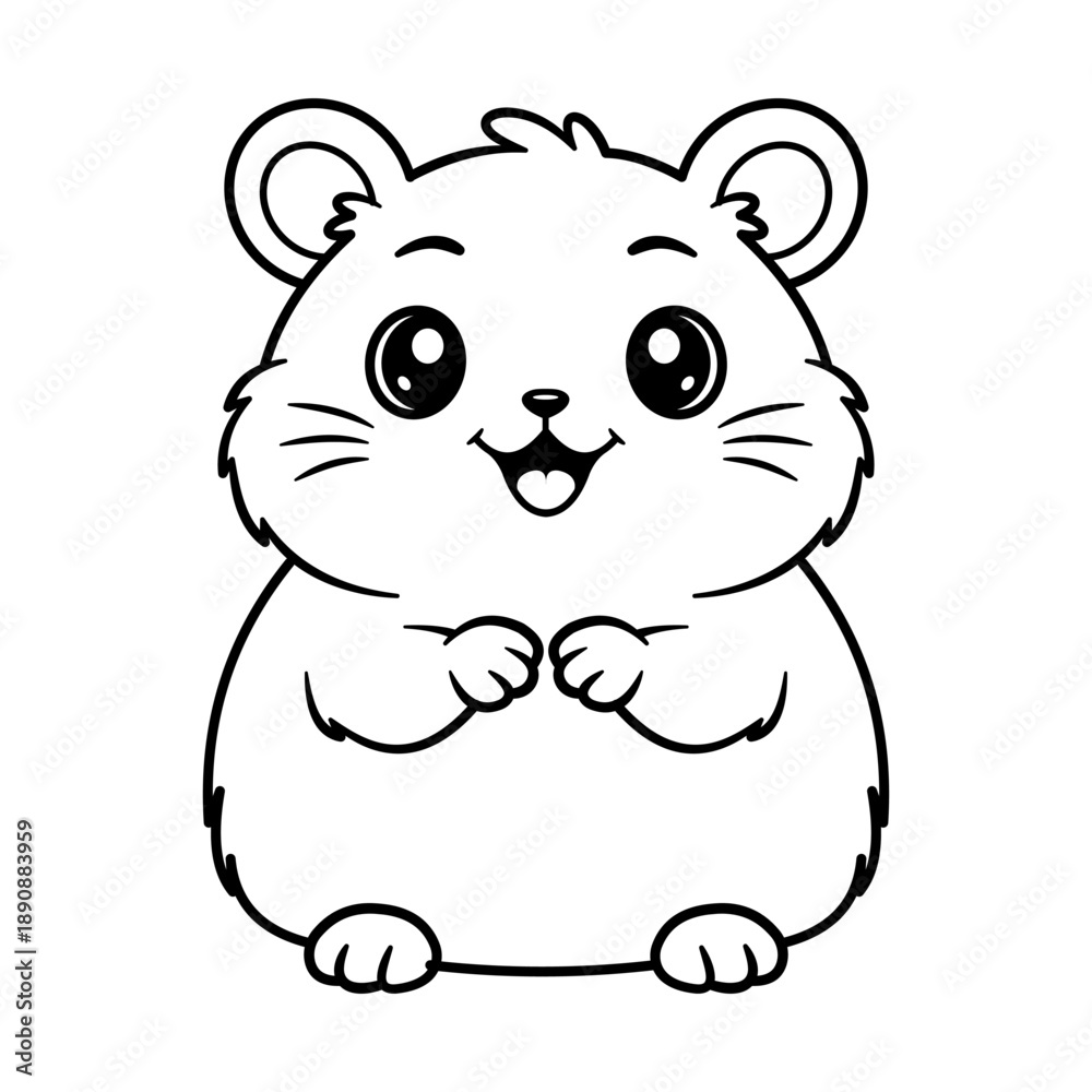 Obraz premium Cute hamster character Line art for coloring book