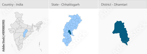 Dhamtari_city_Map_Chhattisgarh detailed map illustration graphic for educational reference, geographic visualization, design layouts, presentations, d