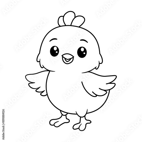 Chick cartoon bird Line art for coloring book