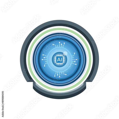 AI powered button interface, startup pitch deck element, hackathon showcase screen, data science session, developer workshop illustration vector graphic