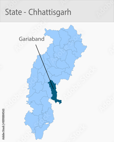 Gariaband-Chhattisgarh_Map_Chhattisgarh detailed map illustration graphic for educational reference, geographic visualization, design layouts, present
