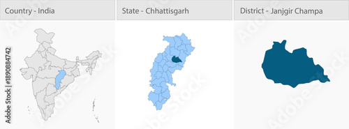 Janjgir_Champa_city_Map_Chhattisgarh detailed map illustration graphic for educational reference, geographic visualization, design layouts, presentati