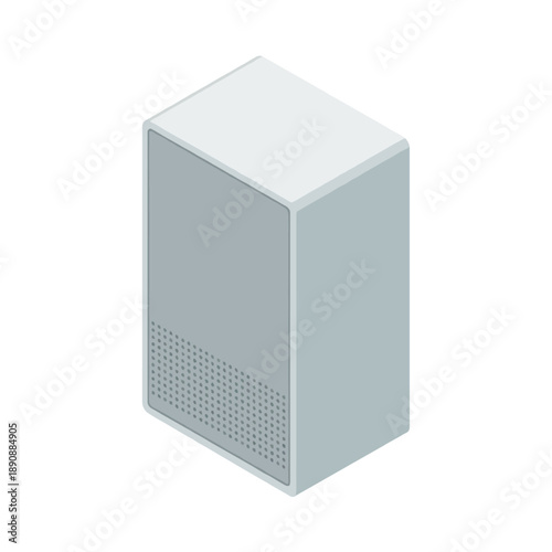 Smart home speaker tower vector, rectangular audio device illustration for living room technology, music streaming, voice control and interior design