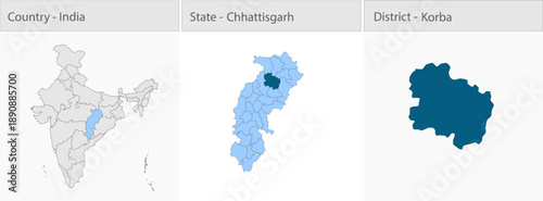 Korba_city_Map_Chhattisgarh detailed map illustration graphic for educational reference, geographic visualization, design layouts, presentations, digi