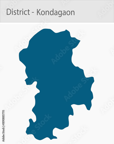 Kondagaon_Map_Chhattisgarh detailed map illustration graphic for educational reference, geographic visualization, design layouts, presentations, digit