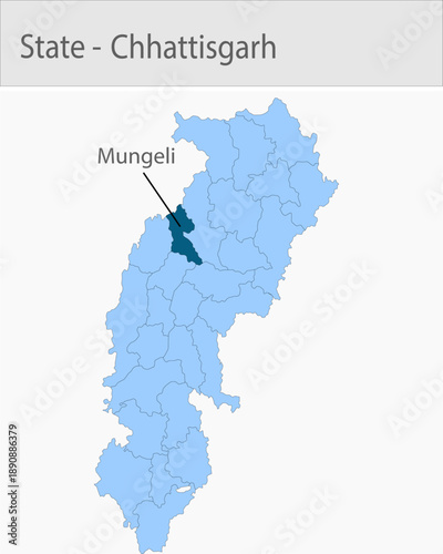 Mungeli-Chhattisgarh_Map_Chhattisgarh detailed map illustration graphic for educational reference, geographic visualization, design layouts, presentat