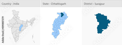 Surajpur_city_Map_Chhattisgarh detailed map illustration graphic for educational reference, geographic visualization, design layouts, presentations, d