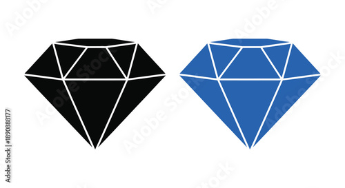 A minimalist depiction showcases two faceted diamonds one black and one blue side by side high quality professional