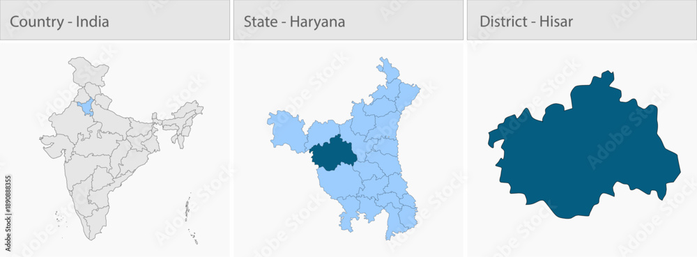 Fototapeta premium Hisar City Map_Haryana detailed map illustration graphic for educational reference, geographic visualization, design layouts, presentations, digital m