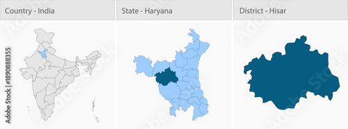 Hisar City Map_Haryana detailed map illustration graphic for educational reference, geographic visualization, design layouts, presentations, digital m