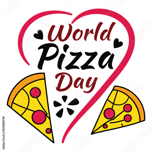 World Pizza Day colorful slices logo vector illustration
