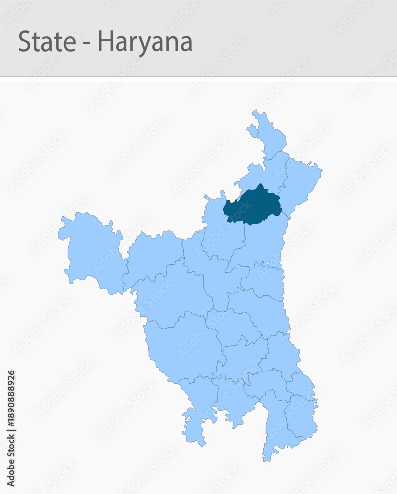 Obraz premium Kurukshetra-Haryana Map_Haryana detailed map illustration graphic for educational reference, geographic visualization, design layouts, presentations,