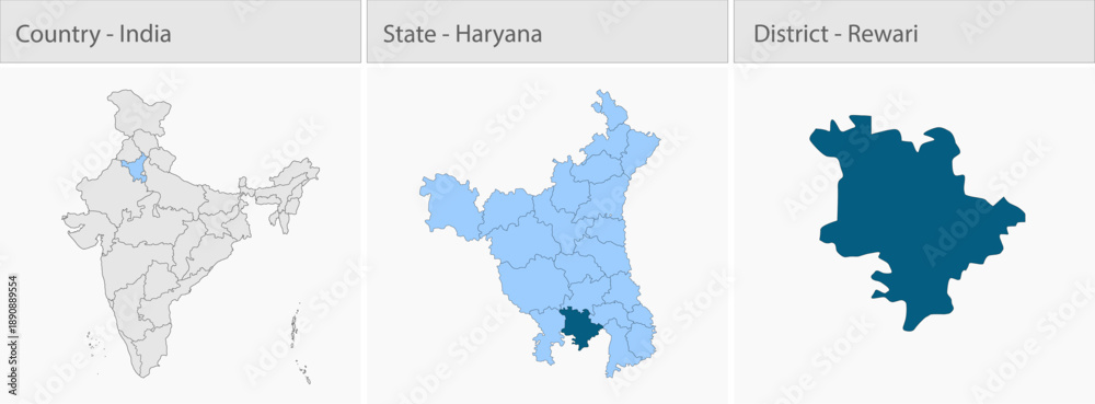 Fototapeta premium Rewari City_Haryana detailed map illustration graphic for educational reference, geographic visualization, design layouts, presentations, digital medi