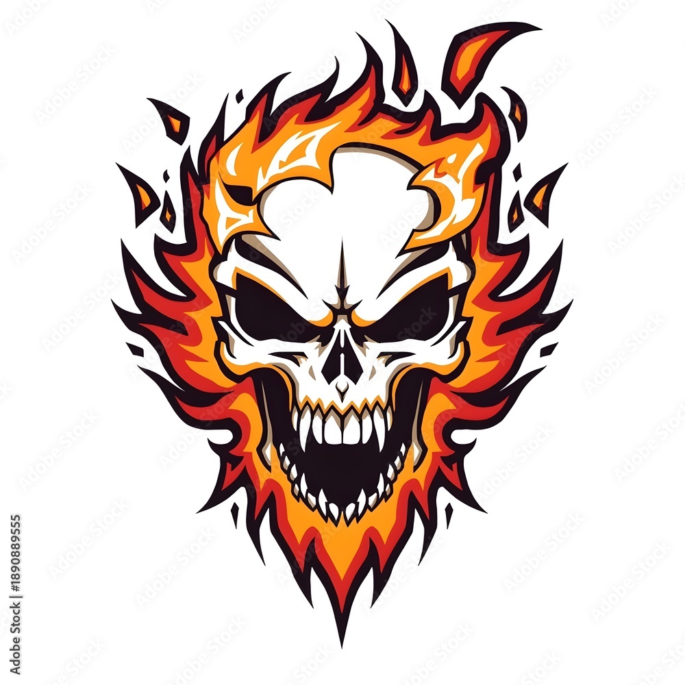 Obraz premium flaming skull with wings