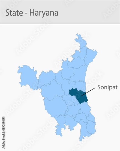 Sonipat-Haryana Map_Haryana detailed map illustration graphic for educational reference, geographic visualization, design layouts, presentations, digi