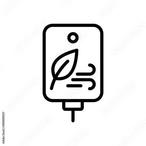 Air purifier with leaf, linear icon. Clean air, atmosphere quality, climate control and environmental health. Line with editable stroke