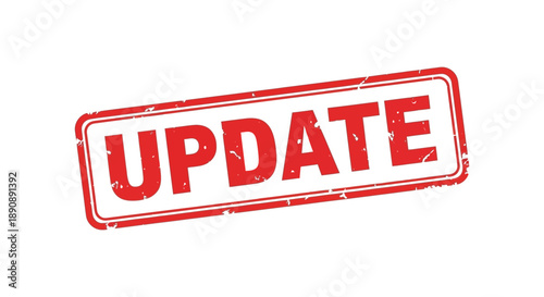 A rectangular red stamp displays the word update in bold capitalized letters suggesting a change or revision