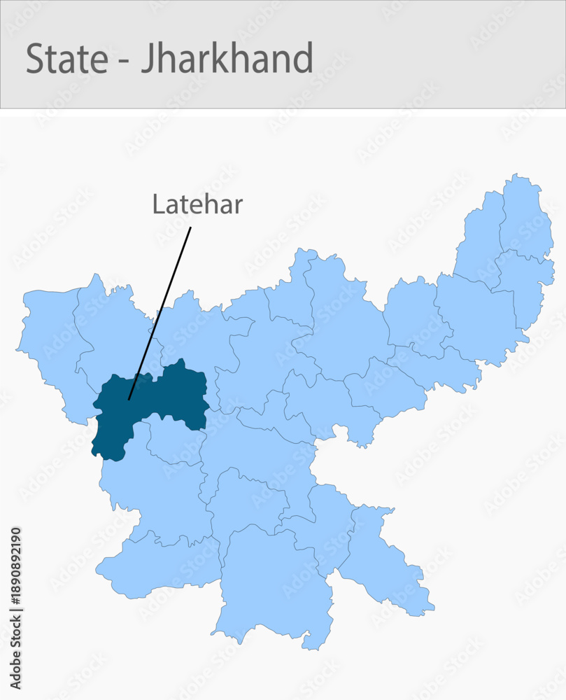 Fototapeta premium Latehar-Jharkhand_Map detailed map illustration graphic for educational reference, geographic visualization, design layouts, presentations, digital me
