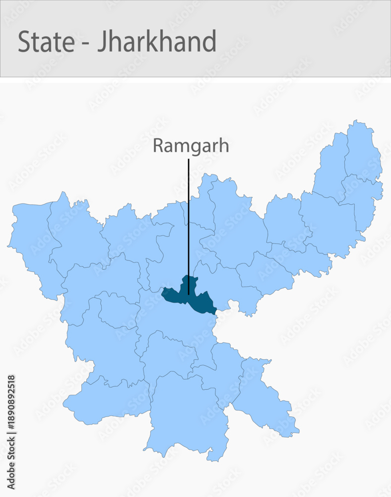 Fototapeta premium Ramgarh-Jharkhand_Map detailed map illustration graphic for educational reference, geographic visualization, design layouts, presentations, digital me