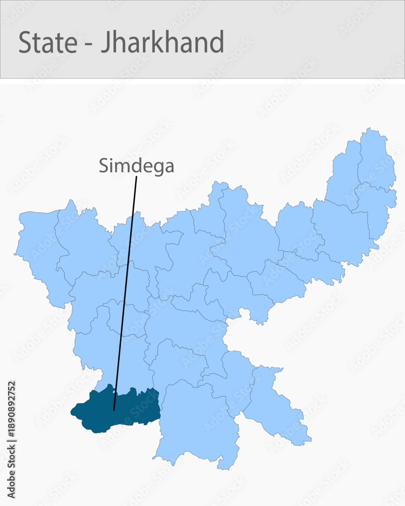 Obraz premium Simdega-Jharkhand_Map detailed map illustration graphic for educational reference, geographic visualization, design layouts, presentations, digital me