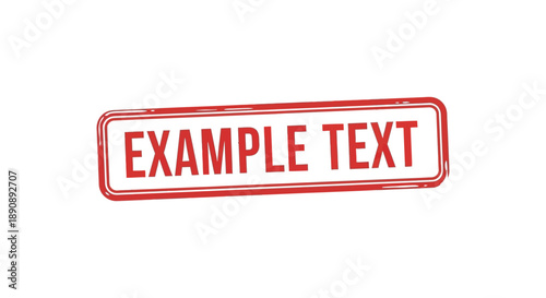 A red rectangular stamp with rounded corners displays the words example text in bold white capital letters