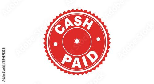 A vibrant red circular stamp boldly proclaims cash paid in white lettering signifying immediate payment high quality professional
