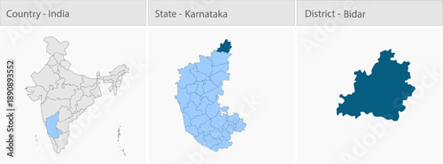 Bidar_Map_vector detailed map illustration graphic for educational reference, geographic visualization, design layouts, presentations, digital media a
