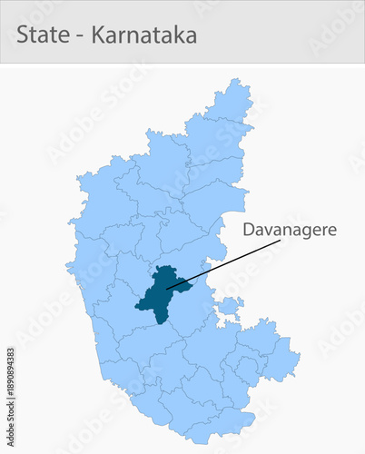 Davanagere-Karnataka_Map detailed map illustration graphic for educational reference, geographic visualization, design layouts, presentations, digital