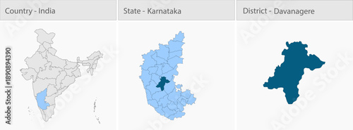 Davanagere_Map_vector detailed map illustration graphic for educational reference, geographic visualization, design layouts, presentations, digital me