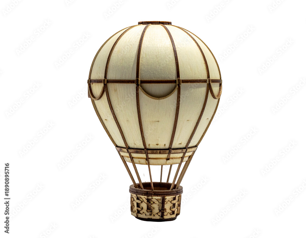 Naklejka premium A vintage-style, light wood hot air balloon model