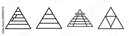 Abstract geometric triangles, various internal segments, line art