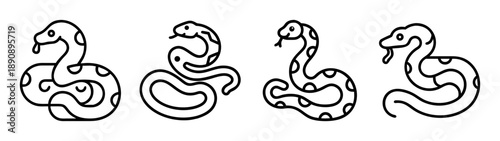 Stylized reptile animal snake doodle drawing set icon design