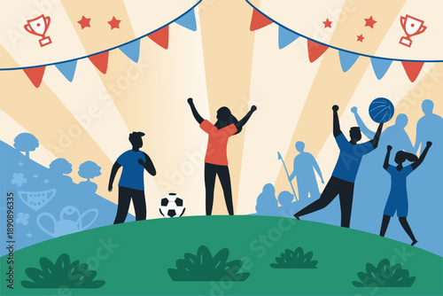 Community Sports Day Social Bonding Illust
