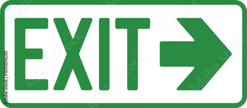 Clearly visible green exit sign with a right pointing arrow for emergency guidance