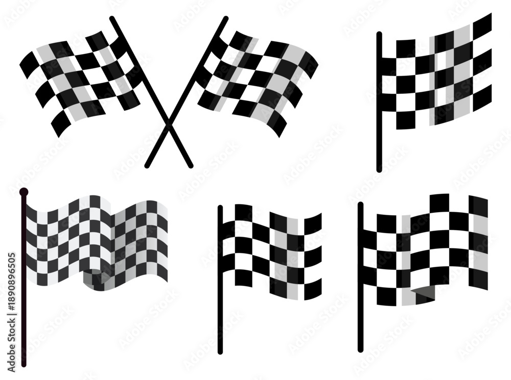 Obraz premium Set of checkered flags representing victory and competition