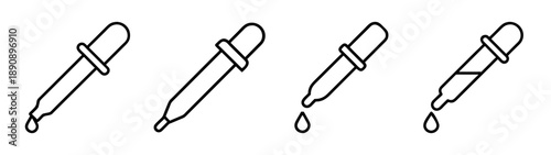 Precise liquid dropper icons for medical, science, chemistry use