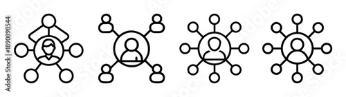 Social network connection icons, community, team, organization.