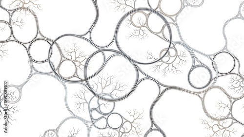 Hand Drawn Neuron Network Diagram With Synaptic Connections And Brain Cells Illustration