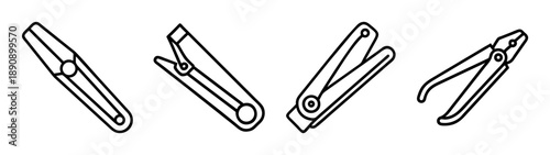 Line art tool icons: pliers, clippers, and clamp-like devices