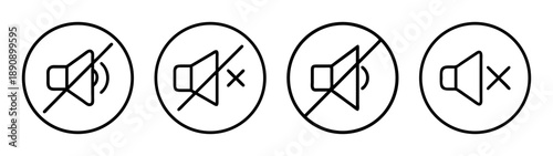 Mute icon set. no sound volume off symbol. speaker sign.