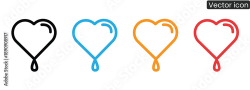Vibrant heart icons with droplet outline in red, blue, orange, and black