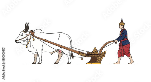 Traditional Asian Man Operating Large Wooden Rice Whisk wooden tool historical