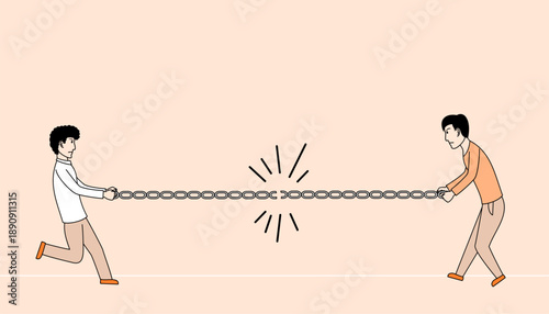 two people pulling each other's chain until it breaks