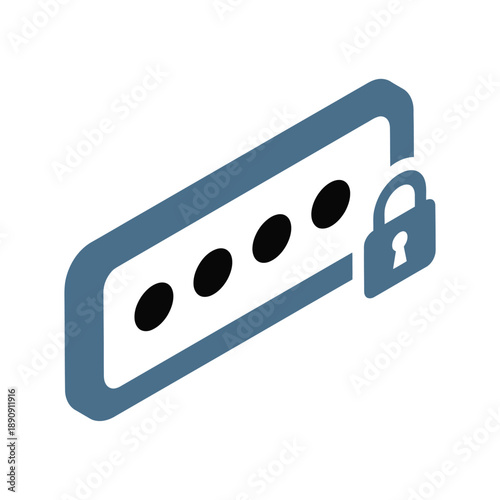 Password field with padlock symbol, strong password generator lesson, multi factor authentication demo, security conference breakout session, compliance training graphic